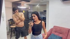 Stepbro teaches Latina stepsister sexy moves in private lesson