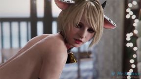 (Extended) Ashley Graham Dressed in a Cow Costume Anal Rides BBC in Reverse