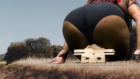 Giantess uses Fat ass to knock Down buildings 1080