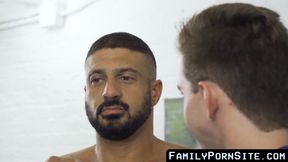 FamilyPornSite.com - Bearded hunk hammering young stepson after wet deepthroat and ha