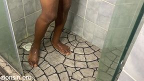 bathroom cucumber fuck