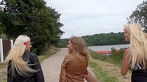 Outdoor sex movie scene with 2 sexy honeys