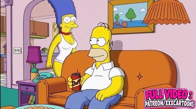 Marge Simpson Cosplay Parody Chokes Homer Simpson Cartoon
