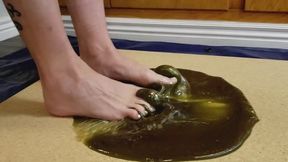 Karina Stuck Barefoot in Sticky Black Glue Trap
