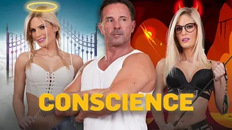 Blonde with glasses obeys her hot daddy while getting naughty