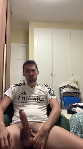Straight Soccer Guy Jerking off Busts a Huge Load