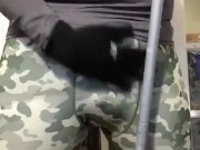 Humping and spanking on camouflage spandex leggings
