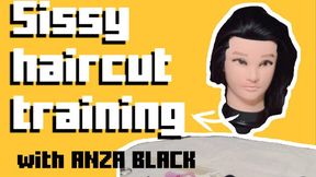 Sissy haircut training with Anza Black