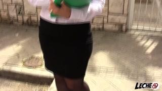 Spanish girl with big ass fucked on TV set