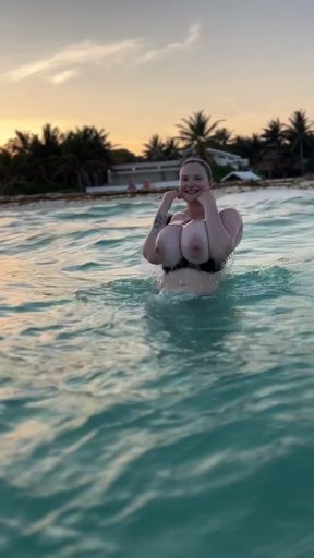 Woman in bikini in water