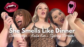 She Smells Like Dinner - Vampires Jane Judge & Sydney Screams Bite Delicious Blonde Kaiia Eve Until They've Drained Her Vitae - Vampires, Biting, Draining - HD 720 MP4