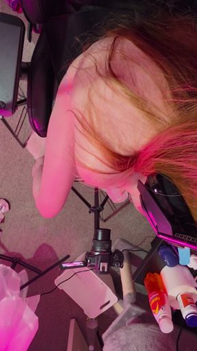 Small Dick Redhead Shemale Jacking off and Cumming a Huge Load