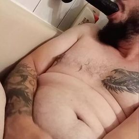 Handjob and deepthroat with dildo