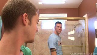 Bathroom fun for twinks with Big Dicks