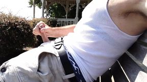 Beating off by the water in my wife beater and boxers