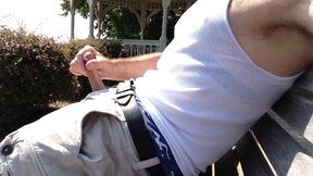 Beating off by the water in my wife beater and boxers