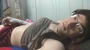 Sissy begs for daddy&#039;s cock while jerking off