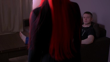 Lewd slattern pegging her male's and gets cum.