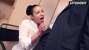 Tattooed Secretary Bent Over Filing Cabinet, He Eats Her Cunt and Asshole