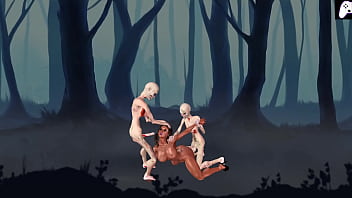 Zombie cocks ravage military MILF's pussy in forest