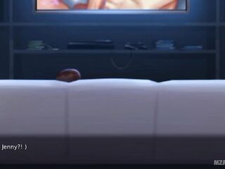 Jenny gives her boyfriend a foot job live on a livecam show (Summertime Saga Gameplay)