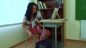 Sexy babe sucks teachers huge cock before getting  a hard fuck
