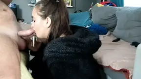 Morning She smokes and SUCKS my dick! And then I COVER her FACE with SPERM