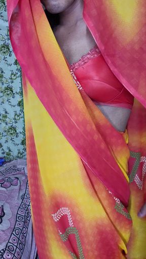 Learn to wear a saree from the village sister-in-law   Clip 1