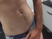 AussieBum Hunk Pisses In White Jocks & Sprays On Body