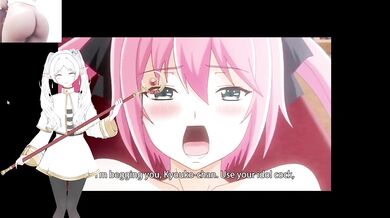 Lesbians scissoring with strap-ons in hentai reaction