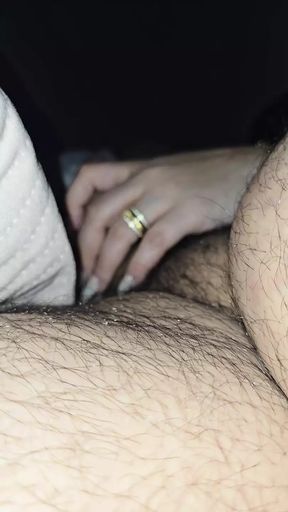 Step son dick get a handjob from married step mom