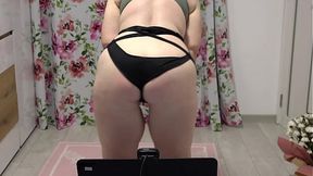 Big ass in different panties shaking on webcam  Hairy pussy mature MILF and her lingerie collection  PAWG  BBW  Home fetish  Amateur