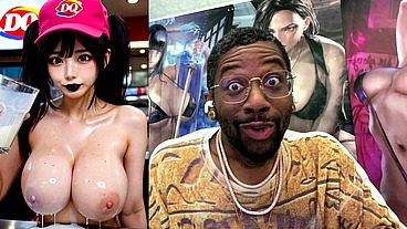 Big Breast Japanese Dairy Queen Goth Slut Spilling Milk All Over Her Huge Thicc Tits, AI Generated
