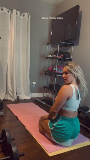 A little work out sesh somehow tuned into a double sister wedgie session.