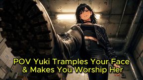 POV Face Trampling & Boot Worship - Yuki Makes You Lick Her Tactical Boots Clean