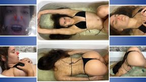 Sexy Girl Holds Breath Underwater And Blows Bubbles - Scuba Diving - Diving - Underwater Bubbles - Swimsuit - Wet Body - Ass Worship - Nose Clip - Hair - Bathtub - Wet Skin - Breath Control - Wet Hair