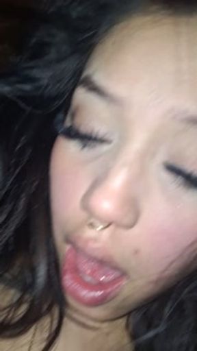 Part 5 of me riding his dick while she licks my ass and pussy then he cums in her mouth and face.