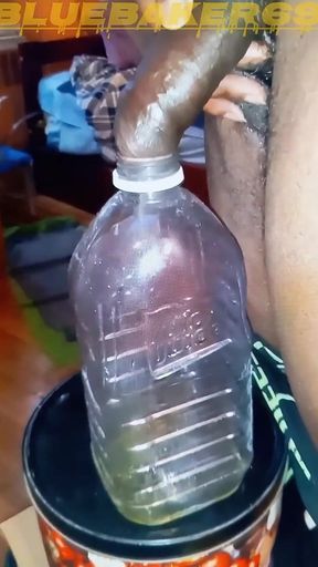 Pissing in a Large Juice Container