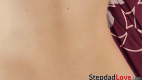 Tattooed stepdaughter Harlowe Blue rides stepdad's big cock&#x1F346;