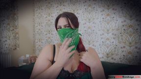 Lacey - Self Gag After Tea Time 4K ( BBW Bondage ,Clear Wrap Gag , OTM Gag , Bandana OTN Gag )