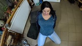 cameltoe milf twerks in jeans – blowjob & cum all over my puffy jacket 334