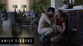 Hot Brunette Turns Fight With Step Daddy Into Fuck Session