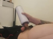 Using my max2 fleshlight while watching a horror film