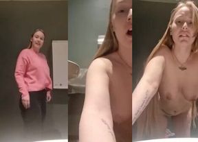 Steamy Moments in a Public Bathroom: Watch This Bold Beauty in Action!