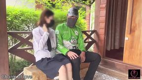 Asian beauty student gets pounded in public forest