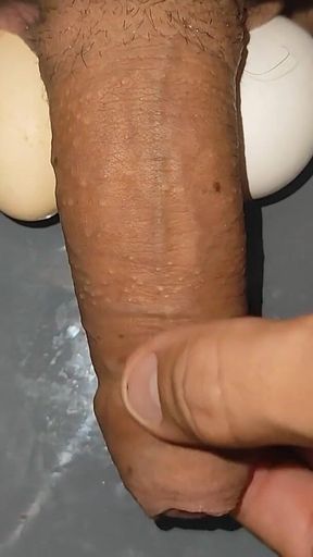 Rough Stepdaddy Tests the New Artificial Balls on His Dick.