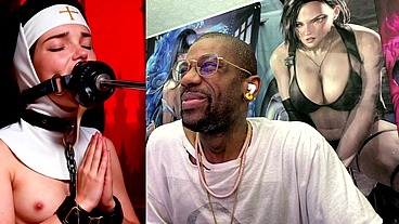 Petite Nun Praying While A Huge Black Dildo Machine Stuffs Her Mouth, AI Generated
