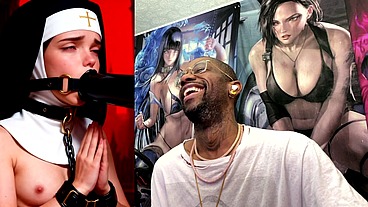 Petite Nun Praying While A Huge Black Dildo Machine Stuffs Her Mouth, AI Generated