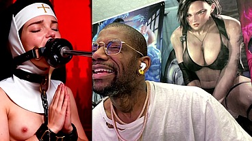 Petite Nun Praying While A Huge Black Dildo Machine Stuffs Her Mouth, AI Generated