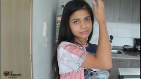 Hot Latina stepsister gets creampied doggystyle